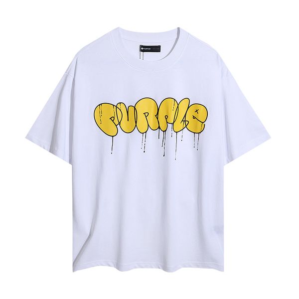 

Purple T-shirt, pure cotton, breathable, fashionable men's neutral casual short sleeved purple letter printed hip-hop street short T-shirt, Gradient