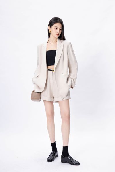 

shorts for women Linen underwear with a niche design and casual shorts, Beige