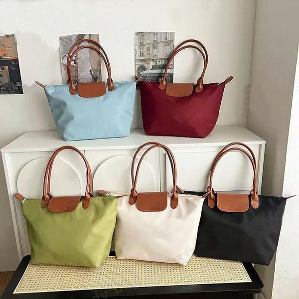 

10A Fashion Designer Laptop School Beach Travel Nylon Handbag Shoulder Crossbody Handbags Casual Tote Real Leather Canvas Bag Multiple colors, Champagne