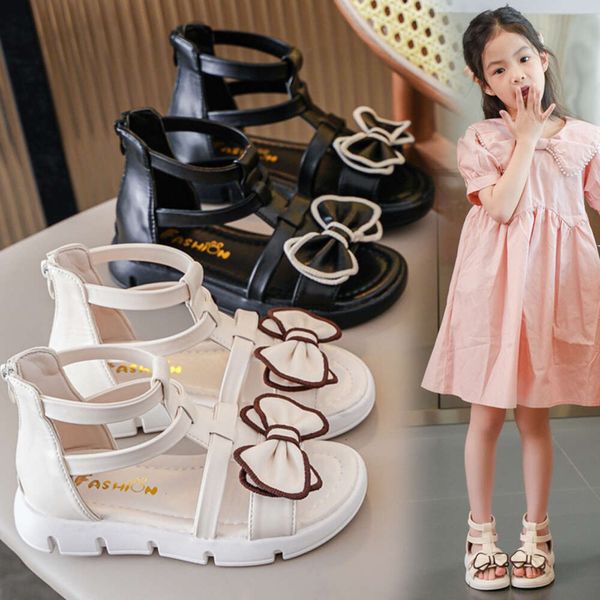 

Girls' Summer Sandals 2024: Soft-Sole Fashion Roman Shoes for Kids, Black