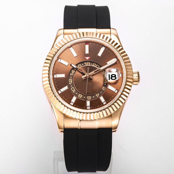 SKY mens watch caijiamin automatic Watches 42mm Watches air double rotation function date 904L stainless steel sapphire waterproof With box Wristwatches