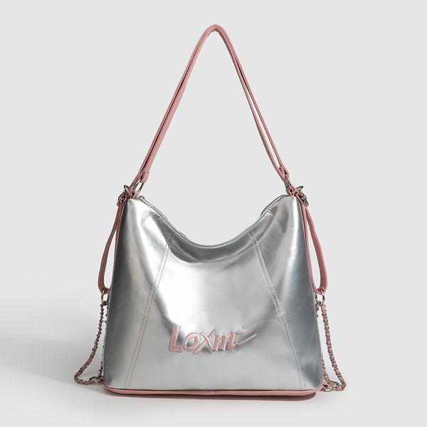 

PU material street trend large capacity backpack for women's summer new niche design student commuting single shoulder crossbody bag, Black