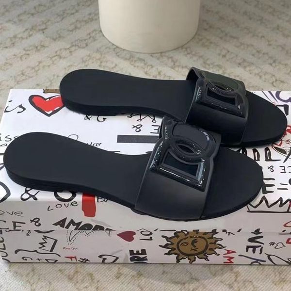 

Designer leather ladies sandals summer flat shoes fashion beach women slippers letter drag 01, #-4