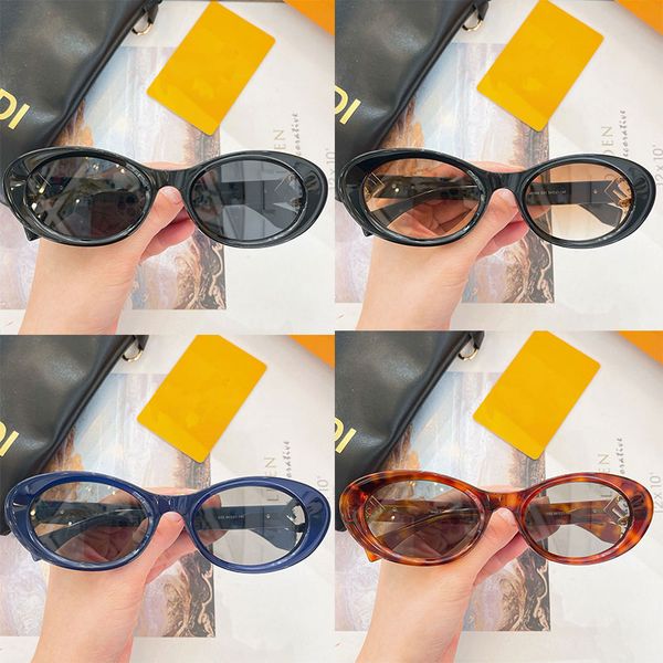 

24SS Summer Vintage Oval Womens Sunglasses 40150 Womens Designer Acetate Frame Casual Sunglasses UV400 mirror legs Gold metal logo design Top quality