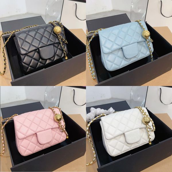 

CF Shoulder CC Mini Flap Chain Strap Cross Body Bag Handbag With Gold Ball Women Fashion Purse Classic Style Crossbody Fencefinds Designer Bags, Red