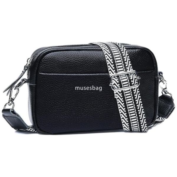 

High quality women's designer fashion versatile PU classic retro multifunctional small square bag wide shoulder strap single shoulder diagonal cross bag, Black