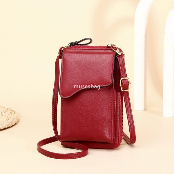 

Western style women high-end creative leisure new fashionable Korean style single shoulder crossbody practical large capacity long wallet solid color phone bag, Pink