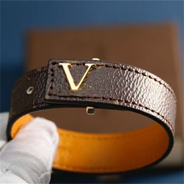 

Classical mens leather bracelet designer bracelets women adjustable wide flower plaid wristband designer jewelry hardware plated gold charm bangle fashion