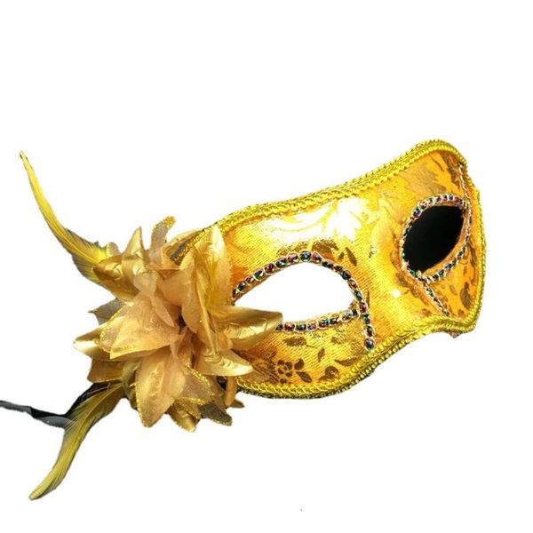 

Venetian Masquerade Masks Wholesale Flat Head Edge Eyeliner Side Flower Cloth Half Facemask Prop Bar Costume Party