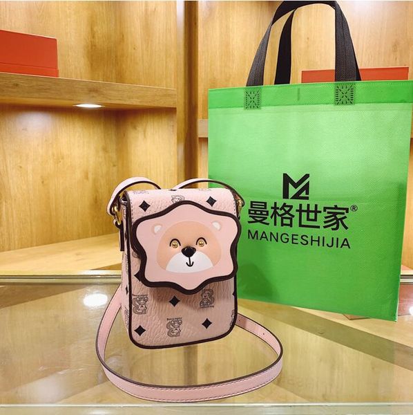 

Fashionable women handbags 4 colors street popular cartoon Western style cross body bag in summer cute stereotypes women mobile phone bag trend backpack wholesale, Pink