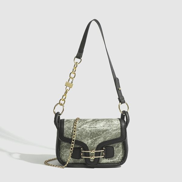 

New Street Trend Green Simple and Fashionable Versatile Single Shoulder Bag with Stereoscopic Oblique Cross Commuting Western Style Small Square Bag for Women