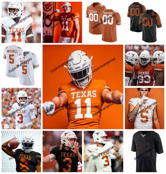 2024 Texas Longhorns Football Jersey Quinn Ewers Bijan Robinson Arch Manning Xavier Worthy Jaylan Ford Whittington Adonai Mitchell T'Vondre Sweat McCOY Vince