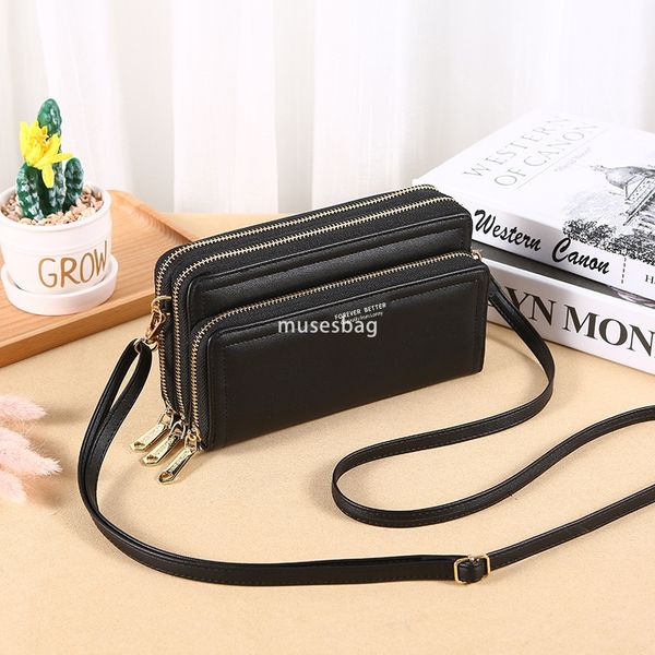

European and American women designer retro long wallet with double layer and double zipper large capacity multi-functional and fashionable shoulder bag, Burgundy