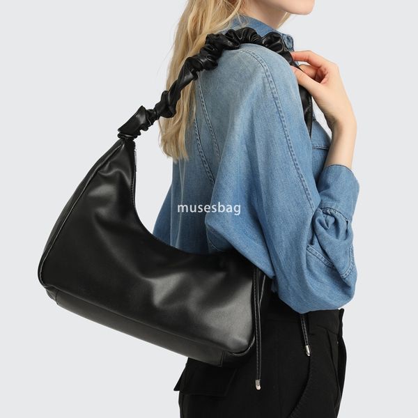 

Hot selling niche design method stick bag single shoulder crossbody pleated cloud underarm bag spring and summer new high-end feeling, White