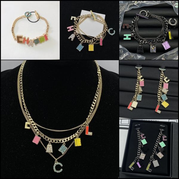 Fashion Designer Women Bracelet Designer Necklace Letters Colorful Earrings