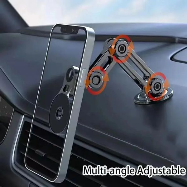 

Metal Telescc Car Foldable Holder Magnetic Mobile Phone Mount Hands Free Cellphone Support Strong Suction Navigation Stand 240618