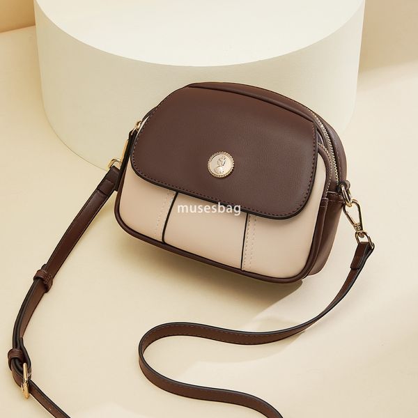 

New hot selling street trend daily matching bags fashionable and versatile large capacity mailman bags small round bags single shoulder bags, crossbody bags, Brown