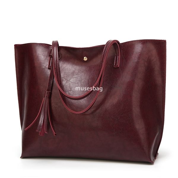 

Fashionable Women's High Quality Classic Multi functional One Shoulder Large Bag Retro Style Simple Mommy Bag Flowing Su Big Tote Bag Trendy Handbag, Burgundy
