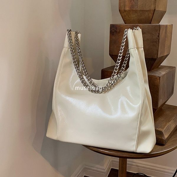 

Designer Women's High Quality Retro Multi functional Soft Large Capacity Tote Bag Trendy and Advanced Single Shoulder Large Bag Underarm Bag Chain Stray Bag, Rice white