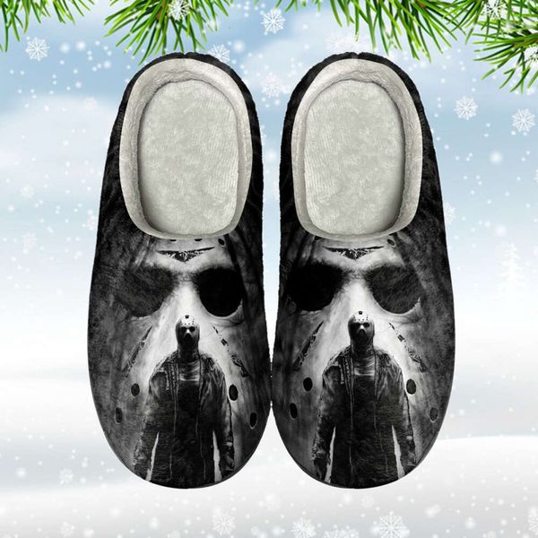 

Women INSTANTARTS Indoor Slippers Warm Home Slipper Horror Movie Jason Men House Flat Closed Toe Slides Bedroom Halloween Shoes, Htja2077wk4b