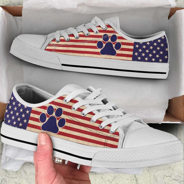 

INSTANTARTS Dog Paw American USA Flag Low Top Shoes Man Low Canvas Shoes Comfortable Outdoors Walking Sneakers Tenis hombre 2023, #3