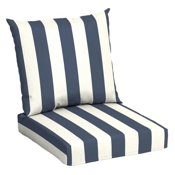 

45 x 22.75 Navy Blue Stripe Rectangle Outdoor 2-Piece Deep Seat Cushion 240619