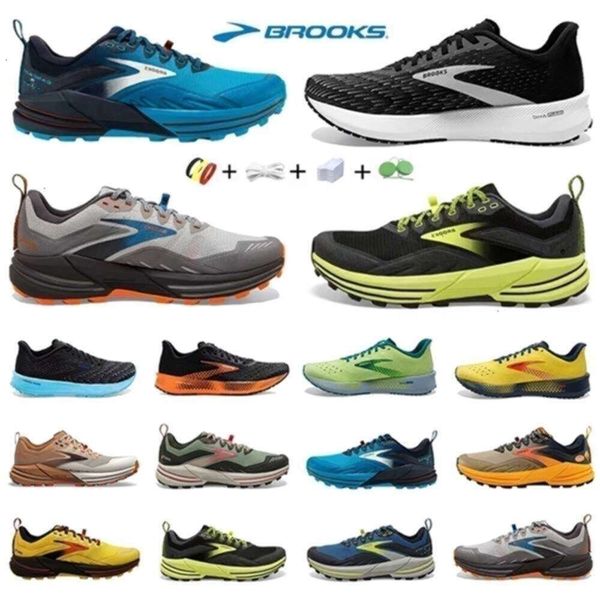 

Brooks Cascadia 16 Mens Running shoes Hyperion Tempo triple black white grey yellow orange mesh fashion trainers outdoor casual sports sneakers jogging walki, Color6