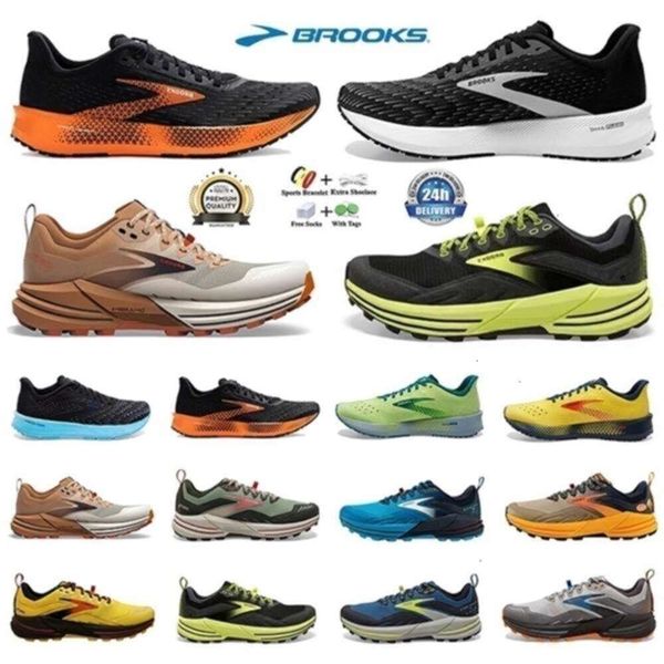 

Brooks Cascadia 16 Mens Runn Shoes Hyperion Tempo Triple Black White Grey Yellow Orange Mesh Fashion Trainers Outdoor Casual Sports Sneakers Jogg, Red