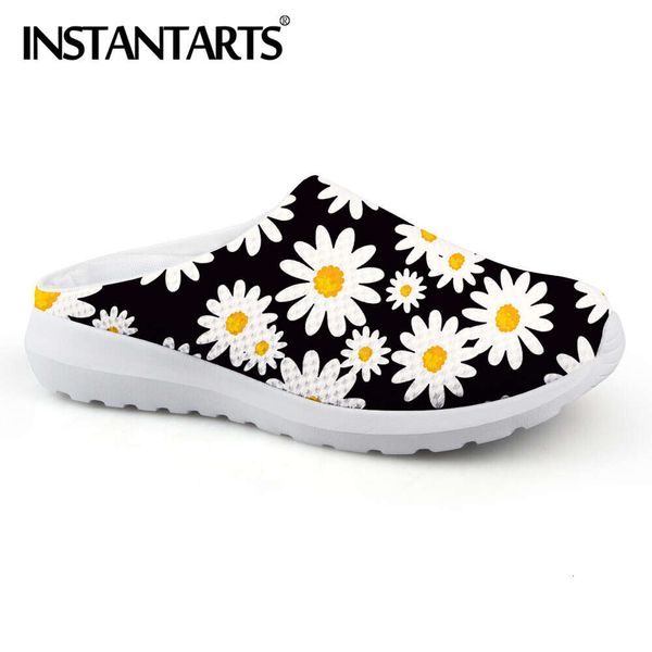 

INSTANTARTS Beauty Daisy White Floral Printing Summer Mesh Sandals for Girls Indoor Slippers Women Casual Beach Sandalias Mujer, Htd1917ca