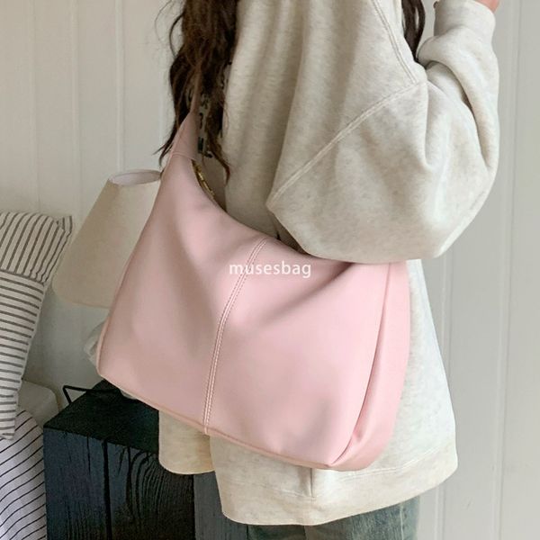 

High end niche design large capacity, pink student class leisure commuting tote large bag new casual versatile one shoulder crossbody bag for women, White