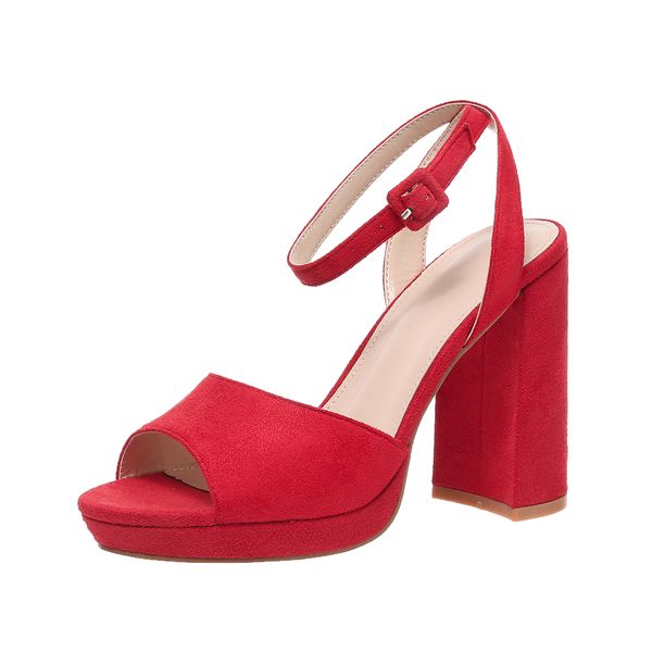 

New shoes style fashion Summer European and American Designer shoes Thick Sole Waterproof Platform Sexy High Heel Shoes Large Size red