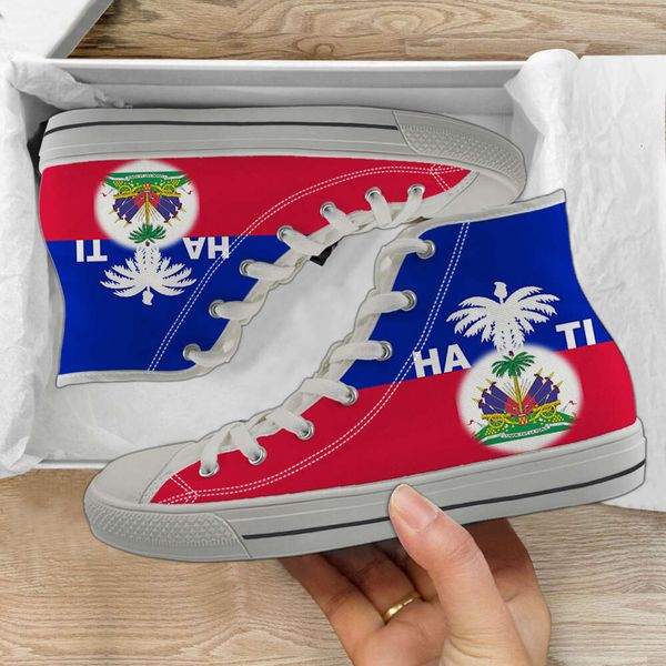 

INSTANTARTS Haiti Flag Brand Design Women Casual High Top Canvas Shoes Vulcanize Flats Shoes Spring Lace Up Sneakers Zapatillas, Hmea917z40
