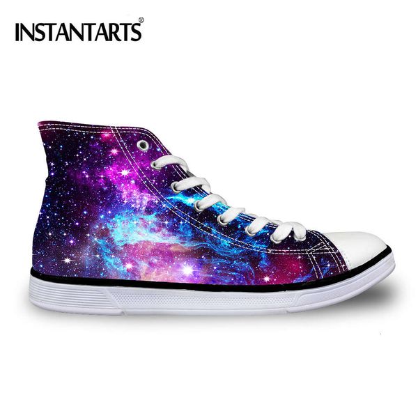 

INSTANTARTS Casual High Top Vulcanized Shoes Woman Fashion Universe Superstar Galaxy Women Lace-up Canvas Shoes Zapatos Mujer, C0162ak