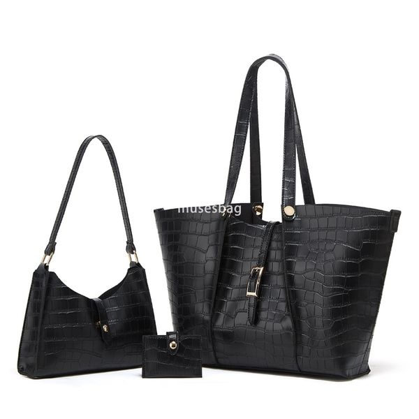 

Fashionable women's designer classic retro multifunctional bag with crocodile pattern simple and large capacity practical tote combination bag on the shoulder, Caramel color