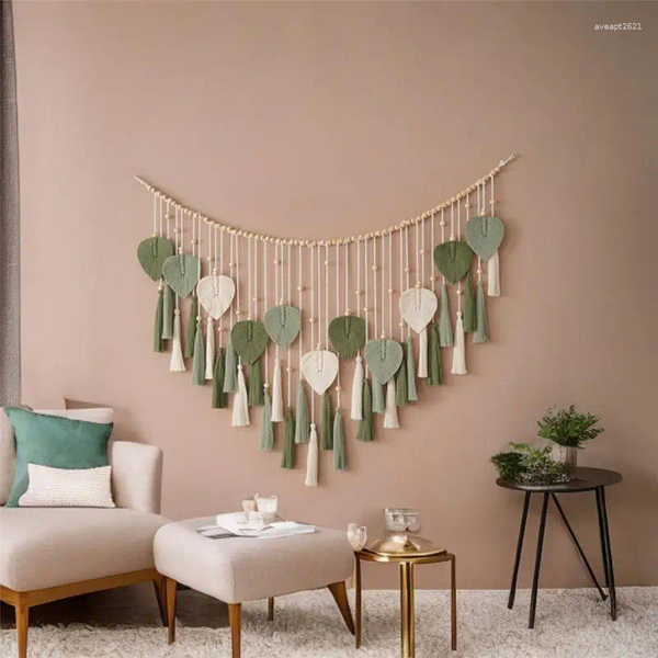 

Children's Tapestries Room Tapestry High Quality Wall Decoration Leaves Home Furnishing Cotton Rope Decorations Living s