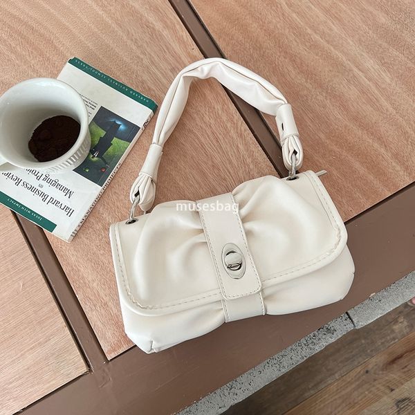 

Korean Instagram's niche super popular high-end and atmospheric handheld underarm bag women's new retro and versatile single shoulder diagonal cross cloud bag, White