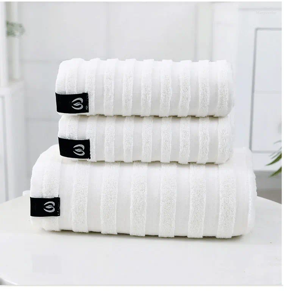 

Towel Towels Bathroom Bath Hand Hair Striped Absorbent Set, Sky blue