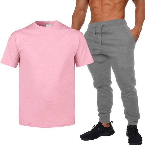 

Summer Sets Men's letter printed Pink T-shirt Shorts Suit Short Sleeve Set 100% Cotton Tshirts Jogging Sweatpants Male Sportswear, Navy blue