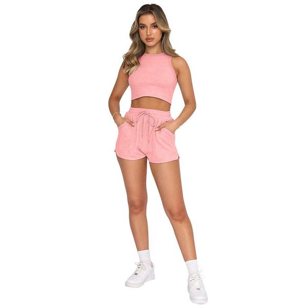 

Women Yoga Set workout set Gym set Sport Bra Fitness Tank Top Casual Workout Tights Biker Gym Shorts Tracksuits Activewear Shorts Fitness Women Yoga Suit, Pink