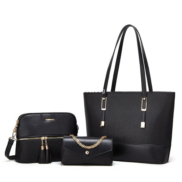 

High quality women's designer classic multifunctional European and American new lightweight and large capacity fashionable tote bag mother bag three piece set, Purple