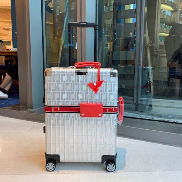 

Aluminium Alloy Suitcase Designer Suitcase Luggage with wheels Genuine Leather Handle Luxury Boxes Trolley Case Suitcases Boarding Case, Black