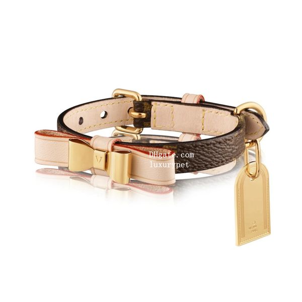 Designer Dog Collars with Bowtie, Soft Leather Pets Collar Tag, Luxury Necklace Gift, Stylish and Comfortable Leash Set for Small Medium B200