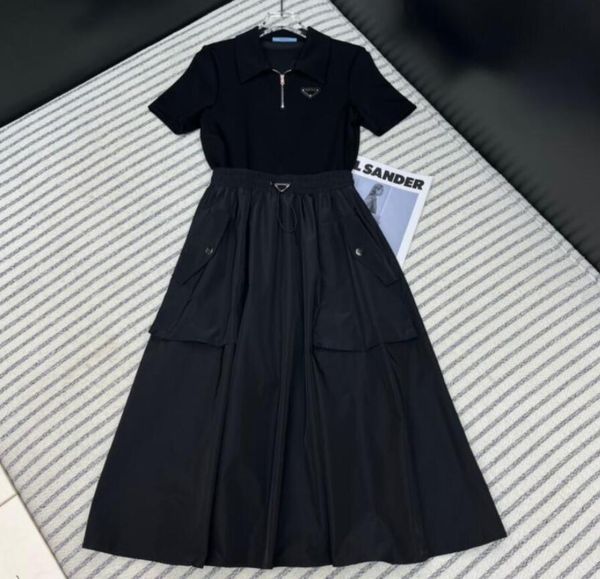 

2024 Summer Dresses Set Women Designer Shirt Dress with Belt Fashion Letters Embroidery Lady Short Skirt Summer Mini Skirts One Pieces Suits, Khaki set