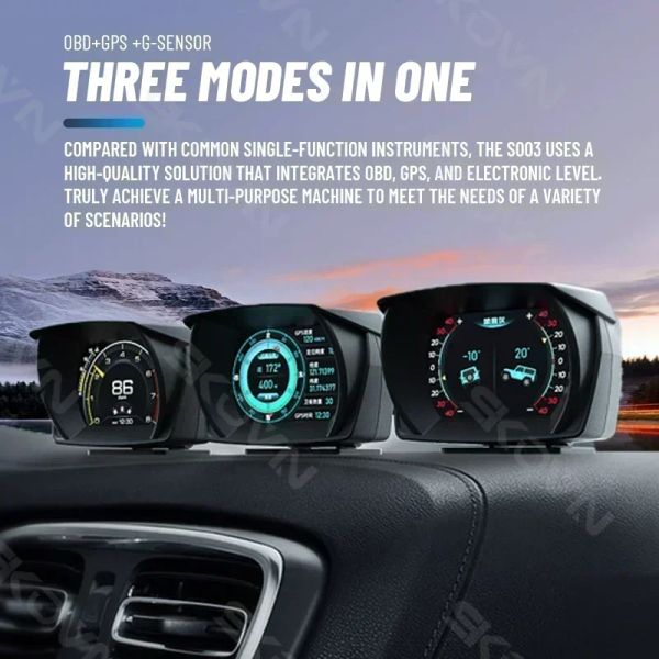 

Screen Dual Car Head Up Display OBD2 GPS Auto Display Smart Car HUD On-Board Computer Gauge Security Alarm Water&Oil Temp. RPM