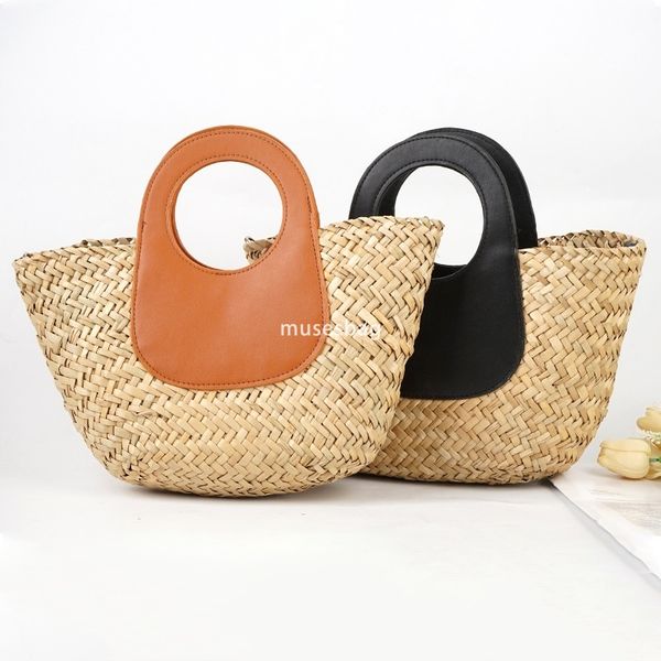 

Designer Women's High Quality Atmospheric Lightweight Splicing Crossbody New Fashionable Summer Crowd Design Weaving Large Capacity Crossbody Grass Woven Bag, Dark khaki