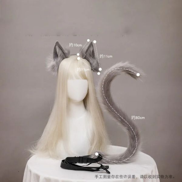 Hand Made 2025 Fox Ears Hairhoop Headband new Headwear Tail Set Halloween Party Cosplay Costume Accessories DIY Cat Ears Hairhoop