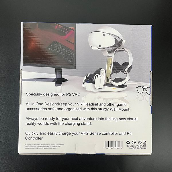 Professional Controller Charging Cradle Charging Dock Stand LED Indicator Light Storage Helmet Earphones Bracket for PS5 PS VR2