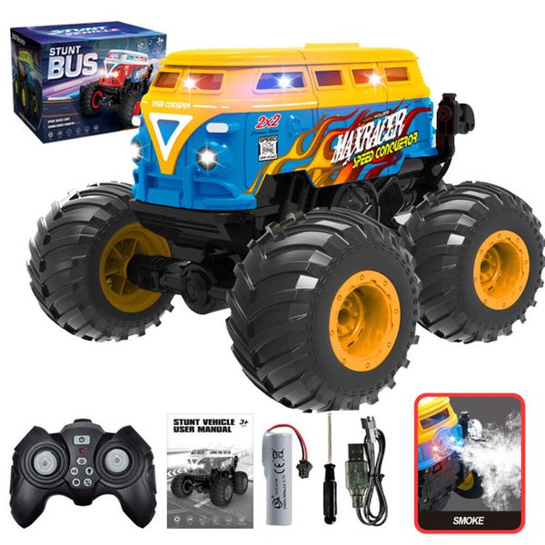 

Electric/RC 4WD 1:32 Big Foot Music Light Off Road Remote Control Stunt Vehicle Vertical Rotating School Bus Childrens Car Toy