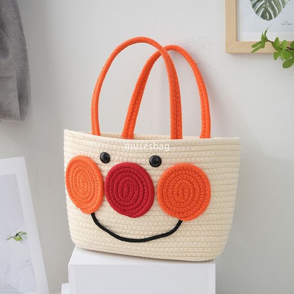 

Advanced Women's Designer Cartoon Shaped Woven Large Capacity Handbag Stupid Cute Lightweight Practical Woven Bag for Daily Travel Cotton Rope Bag Tote Bag, Little yellow chicken