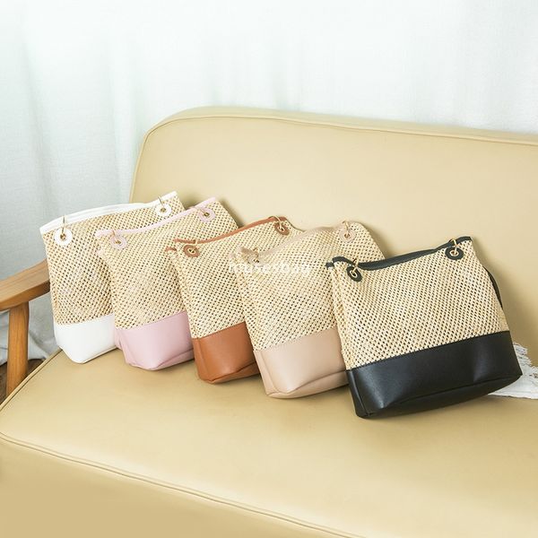 

Designer Women High Quality Classic Retro Practical Cross border Bag Korean Fashion Beach Large Capacity Grass Woven Bag Underarm Bag Single Shoulder Bag, Black